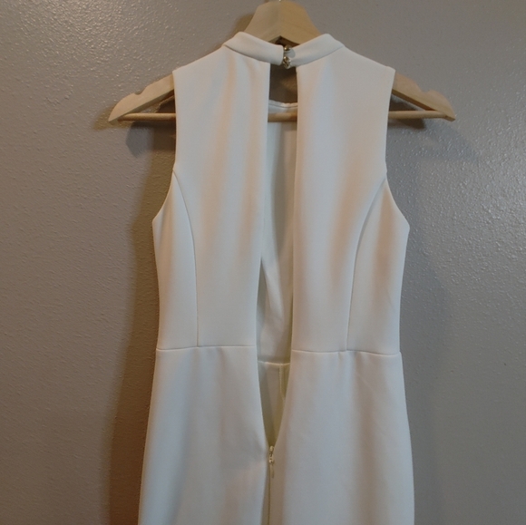 Guess High Neck Sleeveless Pencil Dress Ivory Off White Scuba Knit Sequin Size 4 - Picture 5 of 15